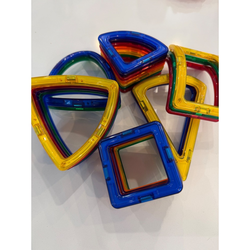 Magnetic Building Tiles Set Rainbow Geometric STEM Toy Shapes lot of 26